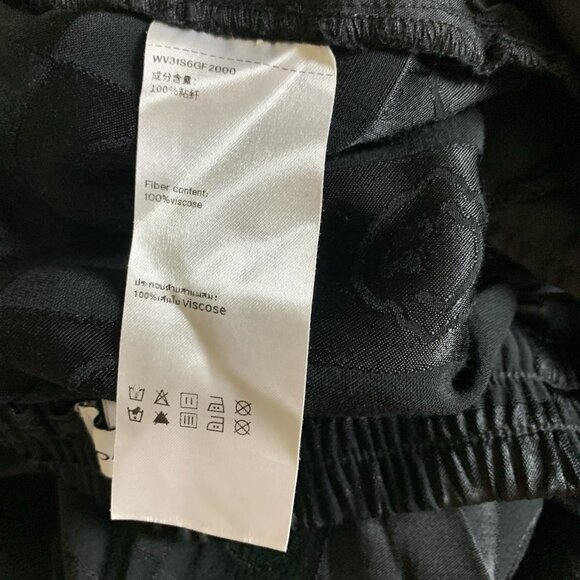 Urban Revivo S Black Satin Check Pants Wide Leg Y2K Grunge Statement Lounge - Picture 4 of 4